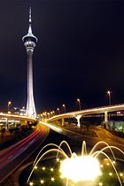 Macau Tower at night.