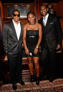 Lebron James with music star Jay-Z and tennis star Serena Williams